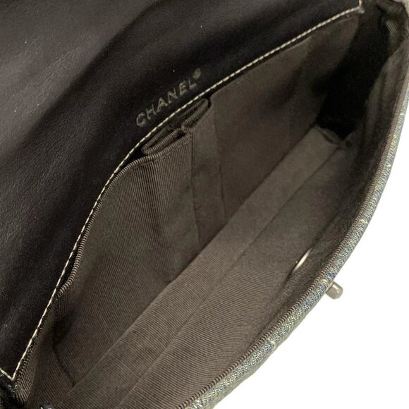 Auth CHANEL Chocolate Bar Navy Denim Leather Shoulder Bag - Picture 12 of 14